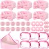 Hoteam 36 Pieces Spa Sleepover Party Supplies Makeup Party Supplies 6 Spa Headband 6 Wristband 6 Velvet Scrunchies 6 Makeup Remover Cloth 6 Powder Puffs 6 Clear Cosmetic Bags for Skincare, Makeup