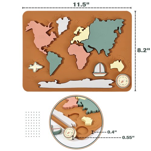 Mr. Pen- Silicone World Map Puzzle, 11.5” x 8.2”, Puzzle for Kids, World Puzzle, Puzzle Kids, Puzzles Kids, Childrens Puzzles, Floor Puzzle, Floor Puzzles for Kids