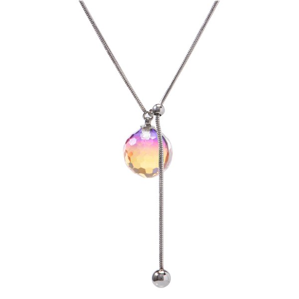 XISAINI Disco Ball Crystal Necklace for Women Colourful Pandent Fashion Jewelry Gift for Her(C)
