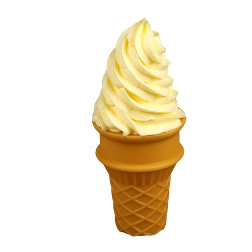 Zerodeko Fake Ice Cream, Plastic Ice Cream Model Ice Cream Cone Model Toy Simulation Food Fake Food Decorations Summer Photography Props for Home Shop (Yellow)