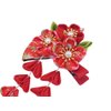 Japanese Style Women Flower Hair Clip Tassel Hair Ornament, Kimono Decor Fabric Hanfu Hairpin Accessories For Christmas Party Costume Gift (Red)