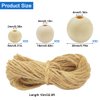 150 Pcs Unfinished Wooden Beads, 3 Sizes, with 10m Jute Twine, Natural Wood Loose Beads Bulk for Crafts Tassel Garland Jewelry Making Macrame Bracelets DIY Farmhouse Decor, 8mm/16mm/20mm, Wooden Beads