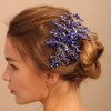BERYUAN Women Royal Sapphire Opal Hair Comb Bridal Blue Crystal Flower Wedding Hair Accessory Gift for Her Party Headpiece for Bride Bridesmaid Girls(Blue)