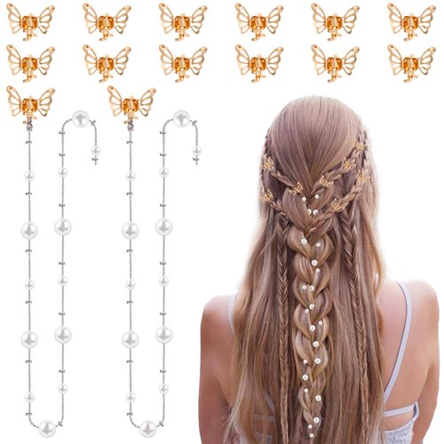 LifeDawn 14Pcs Butterfly Hair Clips for Women Girls,Small Butterfly Hair Clips Gold Tassel Butter...