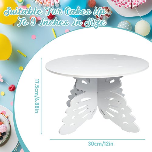 woodounai 12" Butterfly Cake Stand Display Dessert Stand Butterfly Centerpieces for Tables Cake Pedestal Stand for Birthday Wedding Party (White)