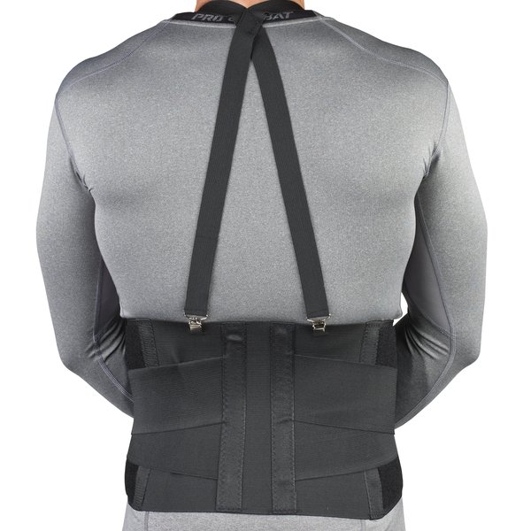 CHAMPION Industrial Belt Back Brace Abdominal Support Shoulder Straps, Black, X-Small