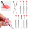 heemeei Silicone Nail Powder Applicator Brush, 10Pcs Reusable Silicone lip Brush Nail Art Brushes for Manicure Holographic Chrome Mirror Glitter Powder Pigment Lipstick Eyeshadow Makeup(Red)…