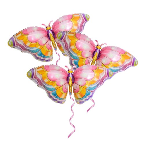 3 Pcs Butterfly Balloons Party Decorations Butterfly Foil Mylar Balloons Butterfly Themed Party for Wedding Baby Shower Birthday Party Balloon Decoration Supplies(Pink)