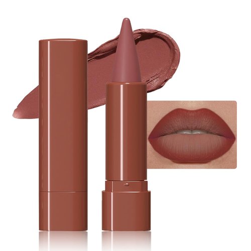 JUAAZIN Smokey Topaz Matte Color Gradient Lipstick Lip Liner, Flawless Contour and Gradual Ombre Effect lip Pencil, Crayon Form and Cone Tip, High Pigmented Long Lasting Waterproof Smudge Proof 02#