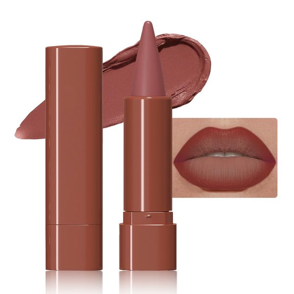 JUAAZIN Smokey Topaz Matte Color Gradient Lipstick Lip Liner, Flawless Contour and Gradual Ombre Effect lip Pencil, Crayon Form and Cone Tip, High Pigmented Long Lasting Waterproof Smudge Proof 02#
