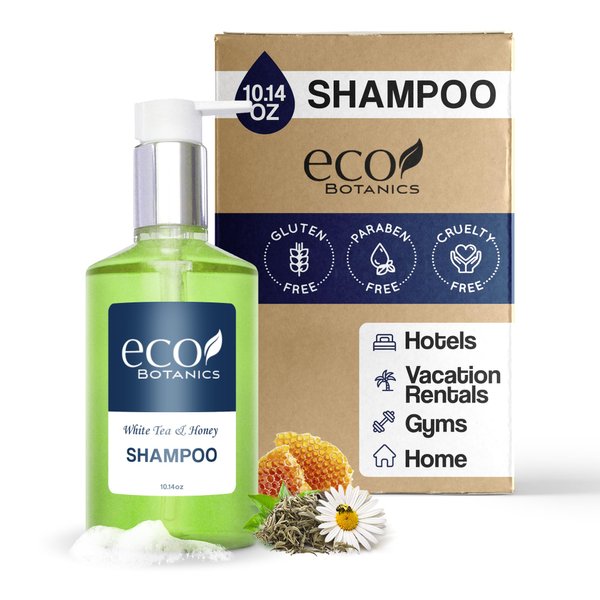 Terra Pure | Eco Botanics Shampoo, White Tea & Honey Retail Size Hotel Amenities, 10.14 oz. (Single)