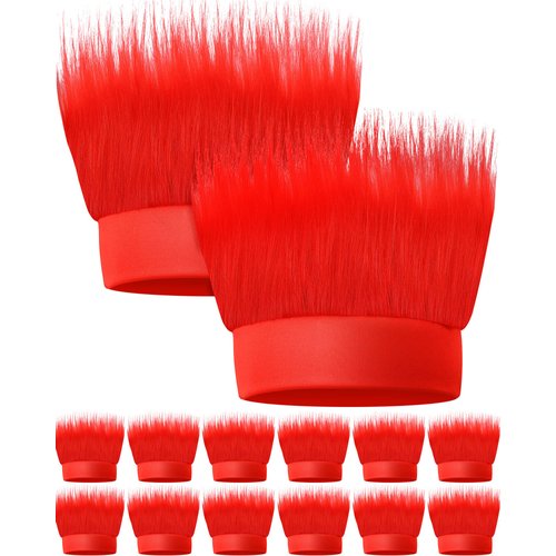 Taiyin 12 Pieces Hairy Costume Headband Troll Hair Headband Crazy Hair Costume Accessory for Halloween Cosplay Party Supplies(Red)