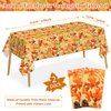 FULJOOY 4 Pcs Fall Tablecloth Sets 2 Maple Leaf Plastic Table Cover and 2 Banner Thanksgiving Tablecloth Maple Leaves Table Cloth Waterproof Thanksgiving Rectangle Tablecloth for Harvest Holiday Party