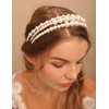 Jumwrit Bridal Pearl Headbands White Faux Pearl Headbands Bridal Hair Hoop Big Pearl Tiara Crown Wedding Hair Accessories for Women Girls(3pcs)