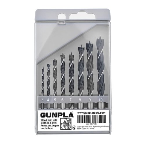 Gunpla 8pcs Wood Drill Bits Set, Carbon Steel Twist Brad Point Drill Bits Woodworking Bore Holes Durable Drilling Tools Kit with Storage Case for Wooden Plywood Chipboard Plastics