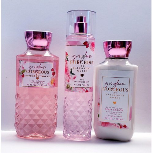 Bath & Body Works Gingham Gorgeous Trio Gift Set - Fragrance Mist - Body Lotion - Shower Gel - Full Size