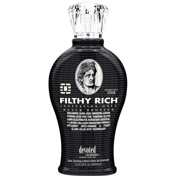 Devoted Creations Filthy Rich - Luxurious Dark Bronzing Formula with Anti-Orange Technology and High Levels of DHA, Natural, & Cosmetic Bronzers for Immediate Color 12.25 oz.
