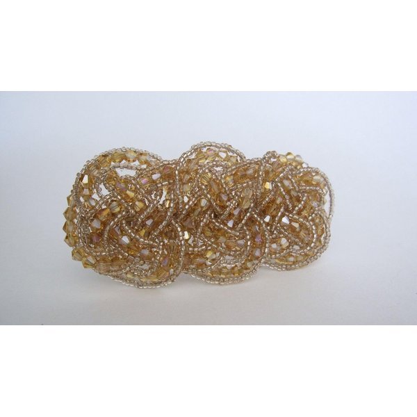 Generic Gold and iridecent beads crystals hair barrette clip bridal clip