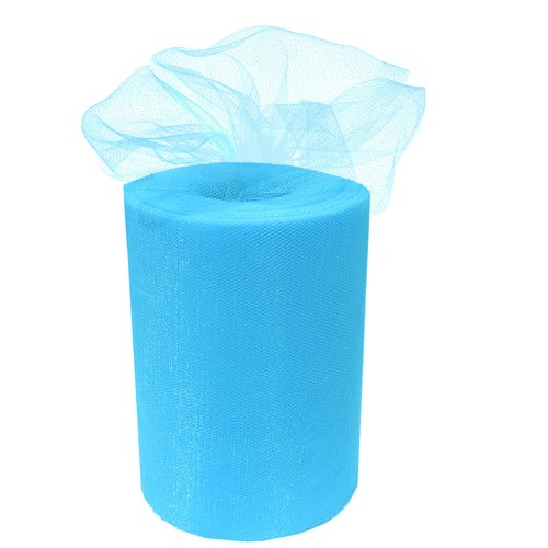 Light Blue Tulle Wedding Decor - 6" x 100 Yards, Fabric Netting Ribbon, Wreath, Baby Shower, Garland, Swag, Veil, Streamers, Gift Wrapping, Bows, Christmas, Easter