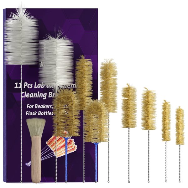 MyMed Water Bottle Cleaning Brush Set, Wooden Handle, 10 Pieces