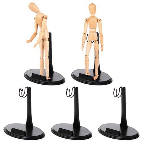 Cedilis 5 Pack Action Figure Stands, Black Doll Holder Stand, 1/6 Scale Figures Display Stand for 12 Inch Figures, Adjustable Height