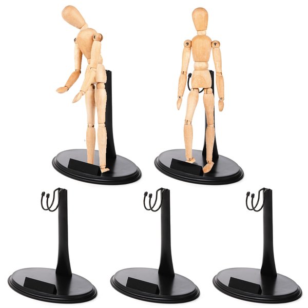 Cedilis 5 Pack Action Figure Stands, Black Doll Holder Stand, 1/6 Scale Figures Display Stand for 12 Inch Figures, Adjustable Height