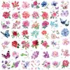 Konsait 50Sheet Flower Temporary Tattoos for Women Teens Girls, Tiny Temporary Tattoo Adult Waterproof Body Art Sticker Hand Neck Wrist, include Flower Butterfly Leaf Lotus Cherry Blossoms Tattoo
