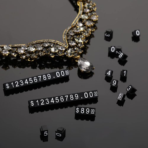 Price Display Cube Number Letter Price Cube Adjustable Price Tag Display Stand Label Dollar Pricing Label Stand Block Kit for Retail Shop Jewelry Price Display (50 Pcs)