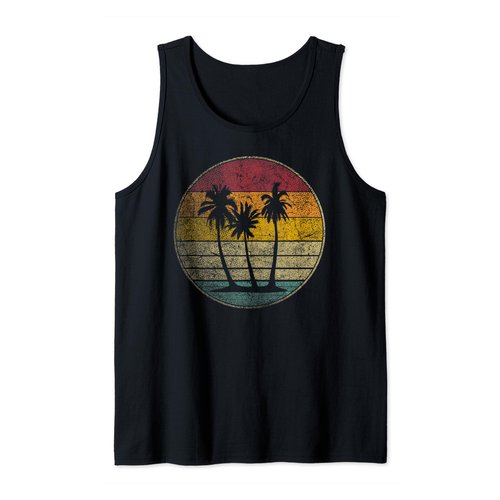 Palm Tree Shirt Tropical Beach Vintage Retro Style 70s 80s Tank Top