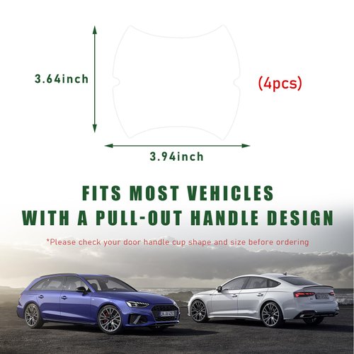 Dickno 4PCS Car Door Handle Sticker, Non-Marking Carbon Fiber Auto Door Handle Protective Films, Anti-Scratch Automotive Door Cup Protector, Universal Car Accessories (Transparent)