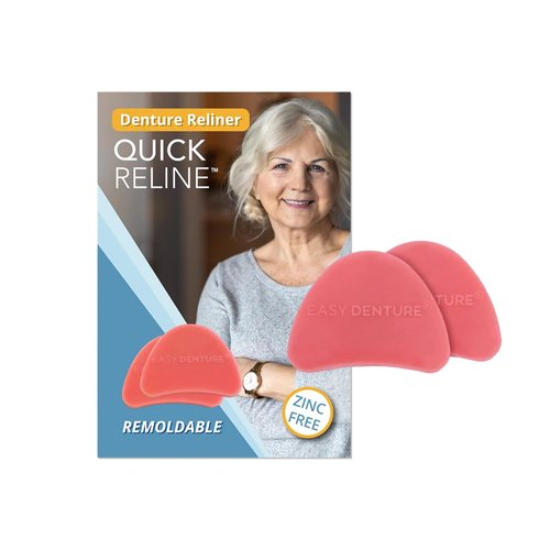 Quick Reline (Boil & Fit) Denture Reliner Kit; For Use with Full or Partial Denture, 2 Denture Reline pucks included with each kit, Remold and adjust mulitple times, Zinc-free, No More Loose Dentures!
