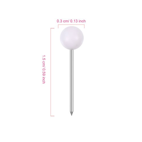 500 Pack Map Push Pins Map Tacks Small Size (White, 1/8 Inch)