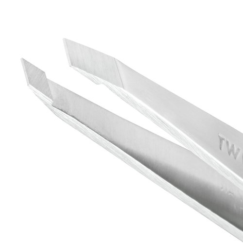 Tweezerman Stainless Steel Slant Tweezer - Eyebrow Tweezers for Women and Men (Platinum Silver)