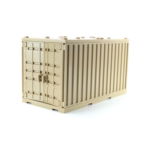 Battle Brick Dark Tan Toy Cargo Shipping Container Compatible with Lego Building Blocks and Minfiigures