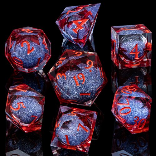 ARUOHHA Liquid Core DND Dice Set, Vampire Sharp Edged Dice for Dungeons and Dragons, Handmade RPG Resin Dice, Blood Red Polyhedral D&D Dice with Gift Box, Role Playing Dice Set D20 D12 D10 D8 D6 D4