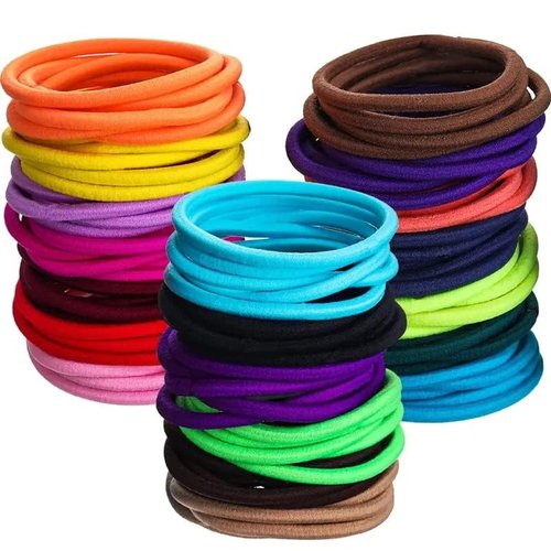 Generic Noor Village Impression Jewellery Hair Elastics Ties Stretchable Rubber Hair Bands for Thin Hair - No Crease Hair Accessories for Women, Men, Girls, and Boys - Elastic Bands (Model 5)