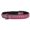 Dogs My Love Rhinestone Genuine Leather Dog Collar (Pink, 8"-9.5" Neck)