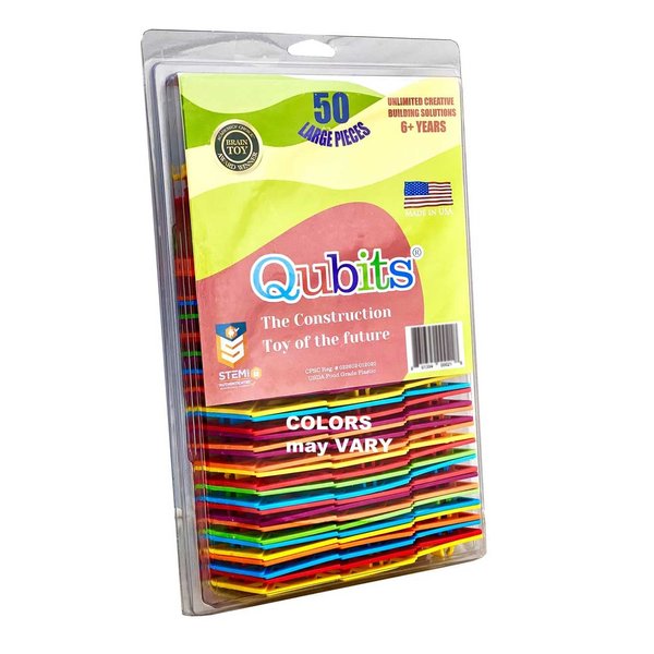 Qubits STEM Construction Set - 50 Pieces: an Open Play Engineering and Building Toy