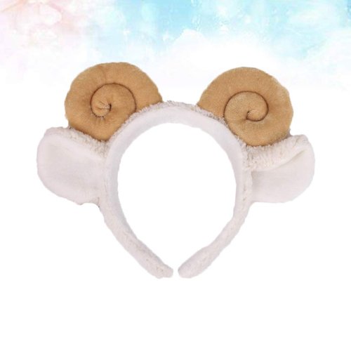 PRETYZOOM Spiral Hair Ties, Plush Goat Headbands: Sheep Horn Ear Cartoons, Hair Styling Party Favors (Yellow)