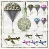 Jerify 20 PCS Parachute Toys and Camouflage Foam Airplanes Set, Parachute Army Men Toys Army Hand Throw and Foam Glider for Boys Outdoor Party Favors (Elegant Style)