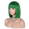 KADAISI Short Straight Bob Wigs With Bangs Full Heat Resistant Hair Wig for Women's Cosplay (Green)