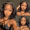 Body Wave Lace Front Wig Human Hair Wig Glueless Short Bob Wigs 13x4 Body Wave Lace Frontal Wig Pre Plucked with Baby Hair 180% Density Black Women Brazilian Virgin Real Hair Natural Color 12 Inch