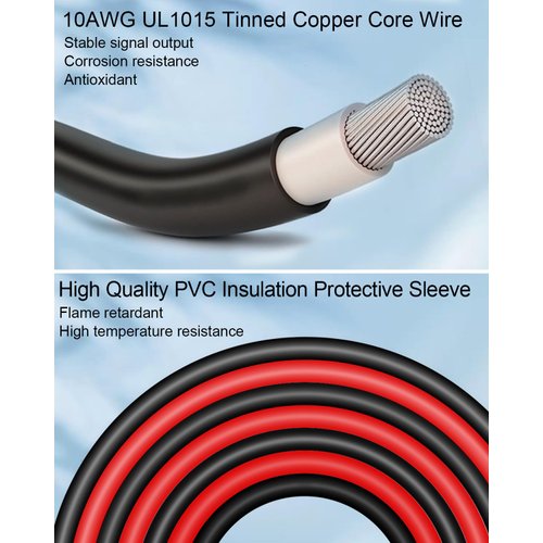 OCHIKI 20FT 10AWG Solar Panel Extension Cable Fit for Anderson Adapter, Waterproof Female and Male Solar Connector, Solar Charging Cable Wire for Portable Power Station Solar Generators