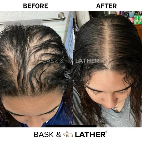 Bask & Lather Scalp Stimulator Hair Growth Oil Stocking Stuffer, Cold Pressed Oils Including Mint and Rosemary Oil for Hair Growth, Grapeseed Oil, Organic Natural Hair Oil, All Hair Types, 4 Fl Oz