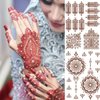 8 Sheets Temporary Tattoo Stickers Brown Exquisite Totem Indian Lace Mandala Flower Pattern for Beach Festivals Wedding Party Decorations