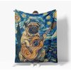 Bulldog Blanket Starry Night Dog Fleece Throw Blanket Super Soft Warm Cozy Fuzzy Plush Funny Bulldog Blanket Gifts for Girls Boys Kids Room Decor 40"X50"