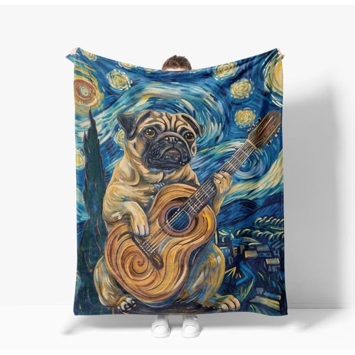 Bulldog Blanket Starry Night Dog Fleece Throw Blanket Super Soft Warm Cozy Fuzzy Plush Funny Bulldog Blanket Gifts for Girls Boys Kids Room Decor 40"X50"