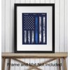 Police Flag Art Print - Rustic Wall Art Poster - Chic Home Decor for Office, Man Cave, Station, Gift for Police Officer, First Responder - 8x10 Photo Unframed