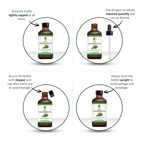 SVA Cedarwood Essential Oil – 4 Fl Oz – 100% Natural Cedar Juniperus Mexicana Oil - for Diffuser, Hair Care, Face, Skin Care, Aromatherapy, Scalp and Body Massage, Soap and Candles – with Dropper