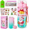 Bailiyake Decorate Your Own Water Bottle Kits for Christmas Gifts Girls,DIY Christmas Diamond Art Painting Crafts Kits,Christmas Stocking Stuffers Gifts for Girls,White Elephant Gifts (Pink)